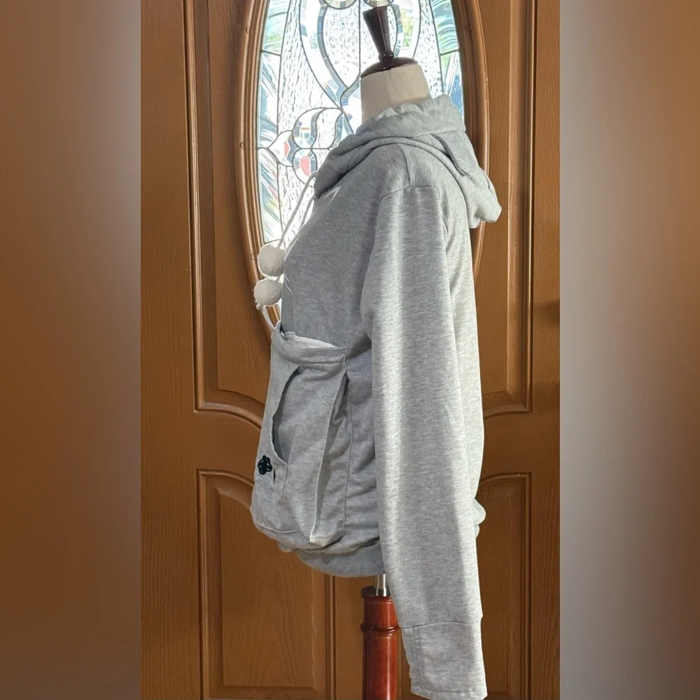 Gray Cat Hoodie for Pet Lovers